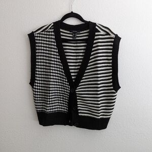 Forever 21 Checkered and Stripe Sweater Vest